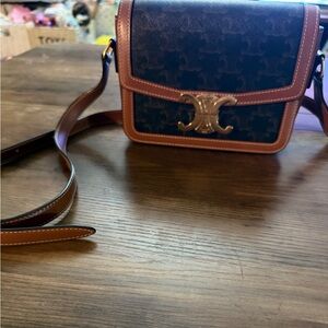 Celine Teen Triomphe Tan Bag